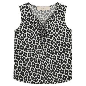 Ann Taylor LOFT Animal Print Tie-Neck Sleeveless Elastic Hem Blouse - Size XS